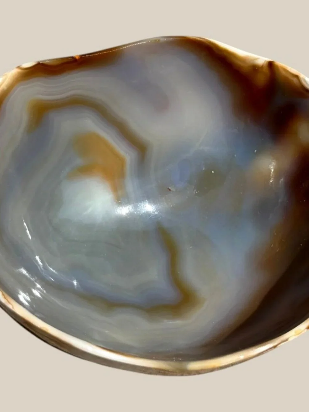 Vintage West Germany Banded Agate Stone Bowl 4.5